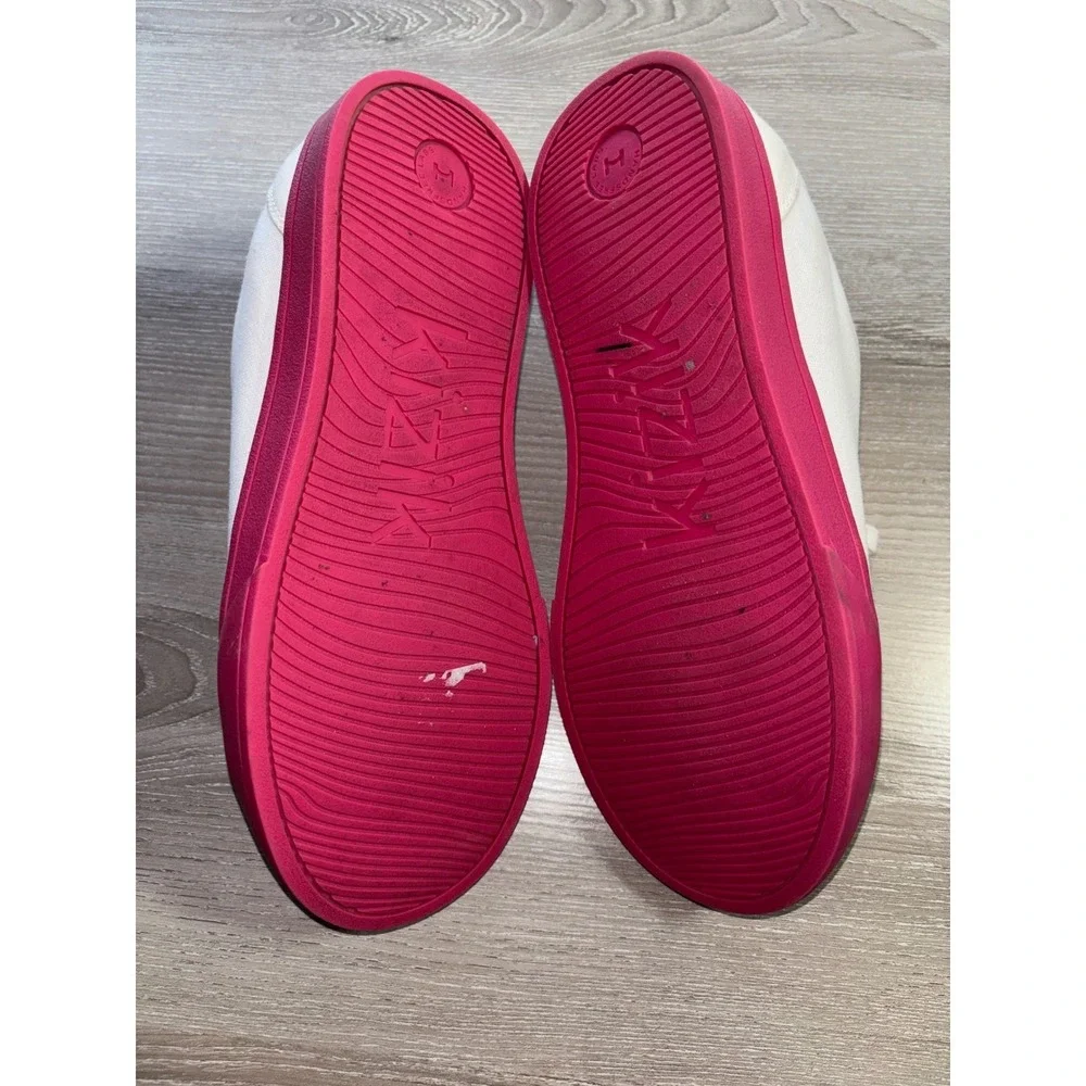 Kizik Irvine Hands-Free Slip On Sneakers White‎ Pink Canvas Womens 8.5 Mens 7